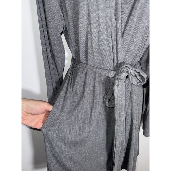 NWT Skims Soft Lounge Short Robe Ribbed Grey Women Medium AP-RBE-0345 - Picture 4 of 8